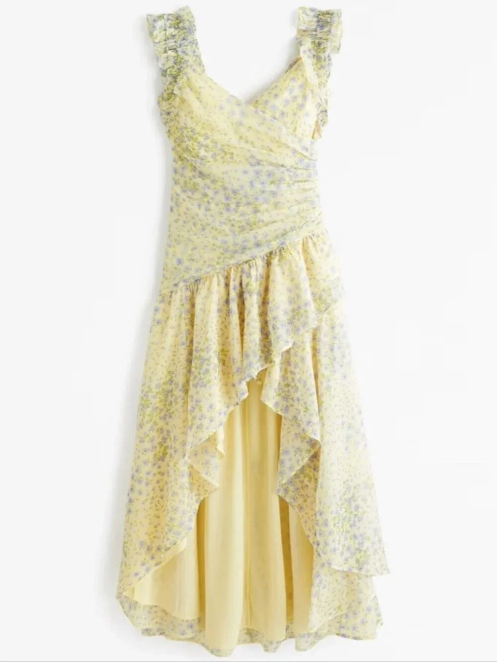 Abercrombie & Fitch Ruffle Strap High Low Chiffon Floral Maxi Dress